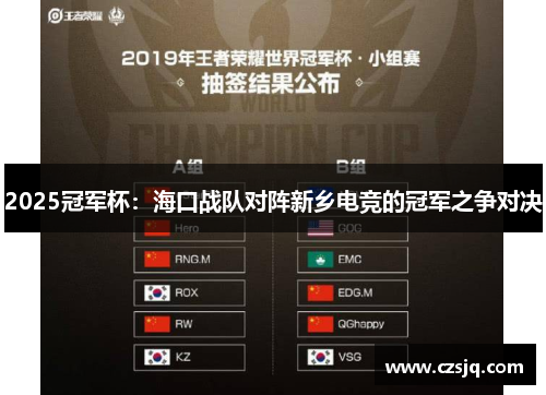 2025冠军杯：海口战队对阵新乡电竞的冠军之争对决